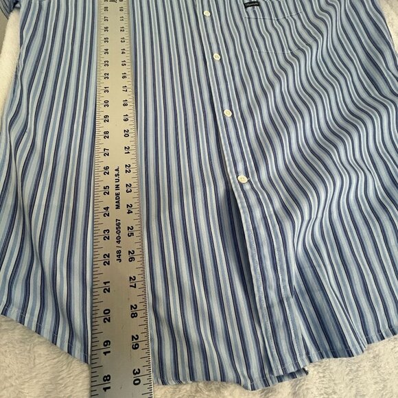Faconnable Mens Long Sleeve Striped Button-Up Shirt Size Large Blue White Cotton - Picture 7 of 7